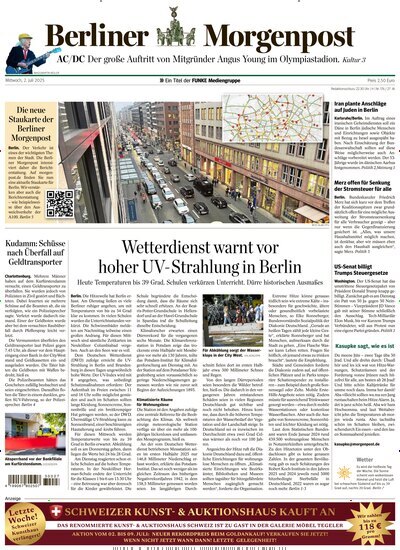 Titelbild der Ausgabe 172/2025 von Berliner Morgenpost. Diese Zeitschrift und viele weitere Zeitungsabos als Abo oder epaper bei United Kiosk online kaufen.