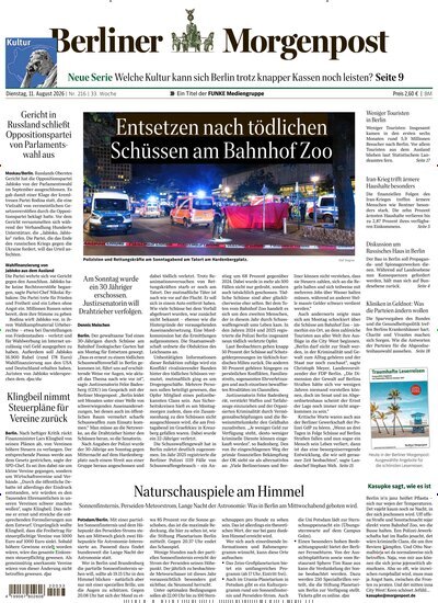 Titelbild der Ausgabe 217/2026 von Berliner Morgenpost. Diese Zeitschrift und viele weitere Zeitungsabos als Abo oder epaper bei United Kiosk online kaufen.