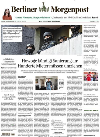 Titelbild der Ausgabe 227/2026 von Berliner Morgenpost. Diese Zeitschrift und viele weitere Zeitungsabos als Abo oder epaper bei United Kiosk online kaufen.