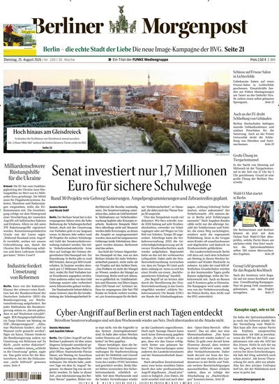 Titelbild der Ausgabe 231/2026 von Berliner Morgenpost. Diese Zeitschrift und viele weitere Zeitungsabos als Abo oder epaper bei United Kiosk online kaufen.