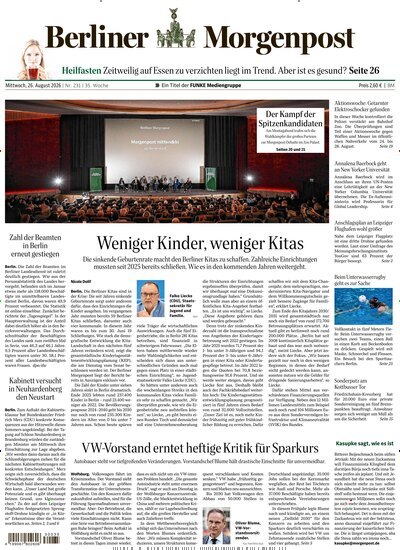 Titelbild der Ausgabe 232/2026 von Berliner Morgenpost. Diese Zeitschrift und viele weitere Zeitungsabos als Abo oder epaper bei United Kiosk online kaufen.