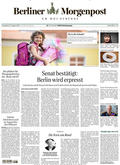 Titelbild der Ausgabe 235/2026 von Berliner Morgenpost. Diese Zeitschrift und viele weitere Zeitungsabos als Abo oder epaper bei United Kiosk online kaufen.