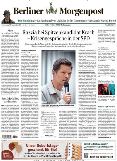 Titelbild der Ausgabe 247/2026 von Berliner Morgenpost. Diese Zeitschrift und viele weitere Zeitungsabos als Abo oder epaper bei United Kiosk online kaufen.