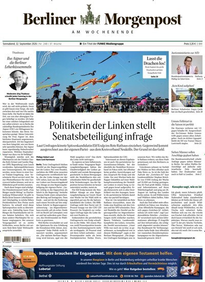 Titelbild der Ausgabe 249/2026 von Berliner Morgenpost. Diese Zeitschrift und viele weitere Zeitungsabos als Abo oder epaper bei United Kiosk online kaufen.
