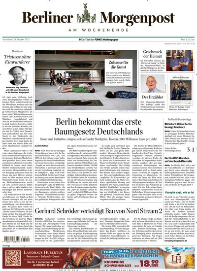Titelbild der Ausgabe 264/2025 von Berliner Morgenpost. Diese Zeitschrift und viele weitere Zeitungsabos als Abo oder epaper bei United Kiosk online kaufen.