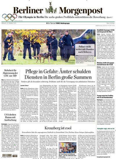 Titelbild der Ausgabe 267/2025 von Berliner Morgenpost. Diese Zeitschrift und viele weitere Zeitungsabos als Abo oder epaper bei United Kiosk online kaufen.