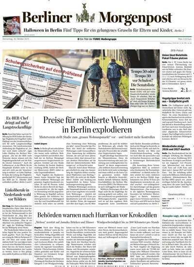 Titelbild der Ausgabe 274/2025 von Berliner Morgenpost. Diese Zeitschrift und viele weitere Zeitungsabos als Abo oder epaper bei United Kiosk online kaufen.