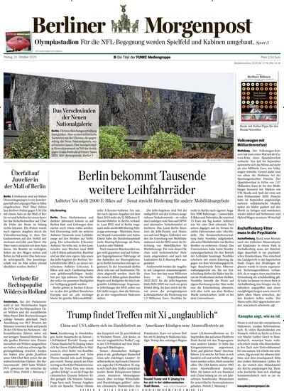 Titelbild der Ausgabe 275/2025 von Berliner Morgenpost. Diese Zeitschrift und viele weitere Zeitungsabos als Abo oder epaper bei United Kiosk online kaufen.