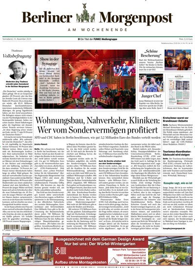 Titelbild der Ausgabe 288/2025 von Berliner Morgenpost. Diese Zeitschrift und viele weitere Zeitungsabos als Abo oder epaper bei United Kiosk online kaufen.