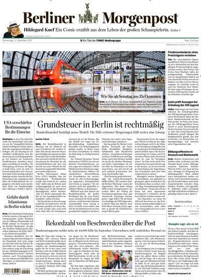 Titelbild der Ausgabe 310/2025 von Berliner Morgenpost. Diese Zeitschrift und viele weitere Zeitungsabos als Abo oder epaper bei United Kiosk online kaufen.