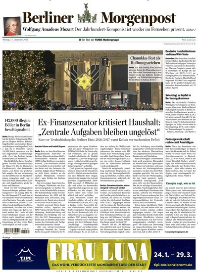 Titelbild der Ausgabe 341/2025 von Berliner Morgenpost. Diese Zeitschrift und viele weitere Zeitungsabos als Abo oder epaper bei United Kiosk online kaufen.