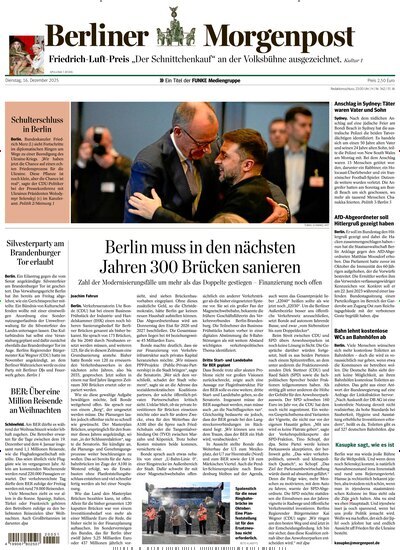 Titelbild der Ausgabe 342/2025 von Berliner Morgenpost. Diese Zeitschrift und viele weitere Zeitungsabos als Abo oder epaper bei United Kiosk online kaufen.