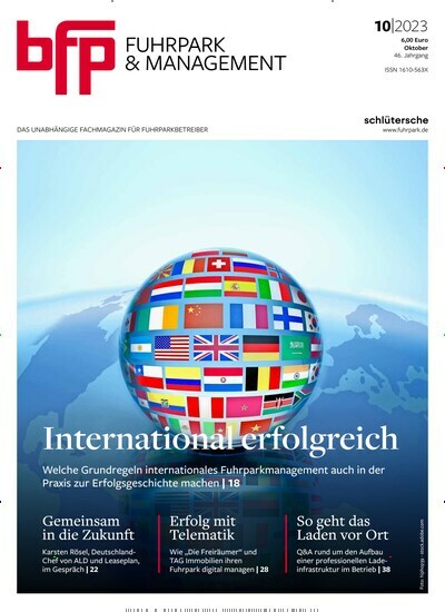 Titelbild der Ausgabe 10/2023 von bfp fuhrpark + management. Diese Zeitschrift und viele weitere Businessmagazine als Abo oder epaper bei United Kiosk online kaufen.