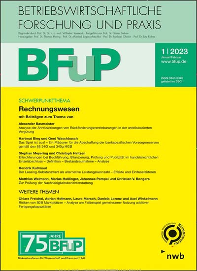 Titelbild der Ausgabe 1/2024 von BFuP - Betriebswirtschaftliche Forschung und Praxis. Diese Zeitschrift und viele weitere Businessmagazine als Abo oder epaper bei United Kiosk online kaufen.