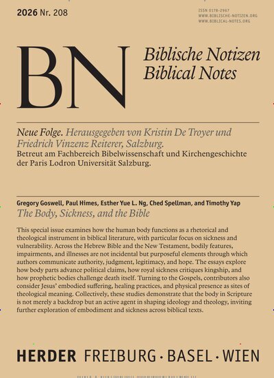 Titelbild der Ausgabe 208/2026 von Biblische Notizen. Diese Zeitschrift und viele weitere Kunstmagazine und Kulturmagazine als Abo oder epaper bei United Kiosk online kaufen.
