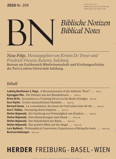 Titelbild der Ausgabe 209/2026 von Biblische Notizen. Diese Zeitschrift und viele weitere Kunstmagazine und Kulturmagazine als Abo oder epaper bei United Kiosk online kaufen.