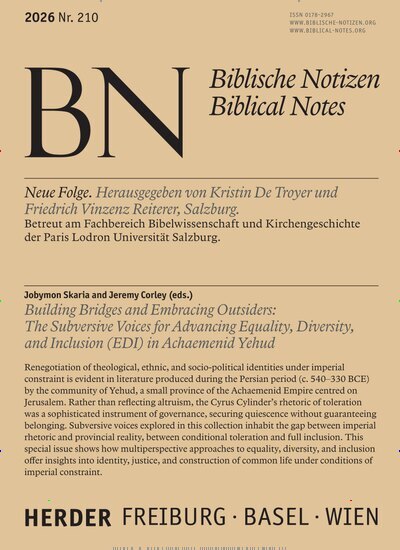 Titelbild der Ausgabe 210/2026 von Biblische Notizen. Diese Zeitschrift und viele weitere Kunstmagazine und Kulturmagazine als Abo oder epaper bei United Kiosk online kaufen.