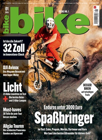 Titelbild der Ausgabe 1/2026 von bike. Diese Zeitschrift und viele weitere Sportmagazine als Abo oder epaper bei United Kiosk online kaufen.