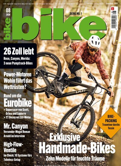 Titelbild der Ausgabe 8/2026 von bike. Diese Zeitschrift und viele weitere Sportmagazine als Abo oder epaper bei United Kiosk online kaufen.