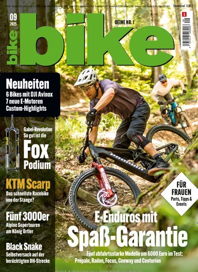 Titelbild der Ausgabe 9/2025 von bike. Diese Zeitschrift und viele weitere Sportmagazine als Abo oder epaper bei United Kiosk online kaufen.