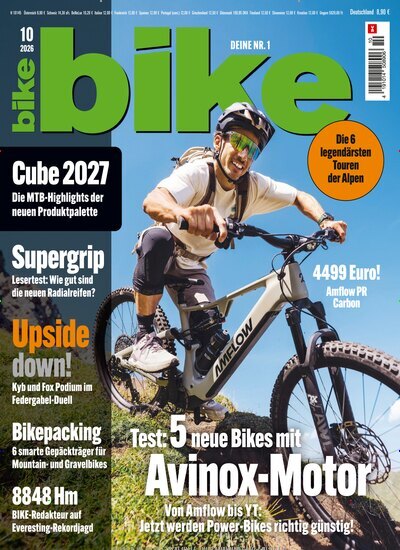 Titelbild der Ausgabe 10/2026 von bike. Diese Zeitschrift und viele weitere Sportmagazine als Abo oder epaper bei United Kiosk online kaufen.