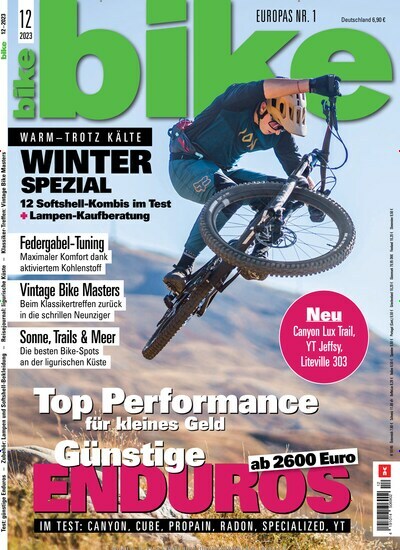 Titelbild der Ausgabe 12/2023 von bike. Diese Zeitschrift und viele weitere Sportmagazine als Abo oder epaper bei United Kiosk online kaufen.