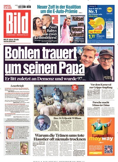 Titelbild der Ausgabe 14/2026 von BILD. Diese Zeitschrift und viele weitere Zeitungsabos als Abo oder epaper bei United Kiosk online kaufen.