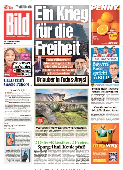 Titelbild der Ausgabe 51/2026 von BILD. Diese Zeitschrift und viele weitere Zeitungsabos als Abo oder epaper bei United Kiosk online kaufen.