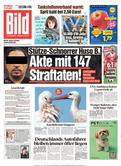 Titelbild der Ausgabe 59/2026 von BILD. Diese Zeitschrift und viele weitere Zeitungsabos als Abo oder epaper bei United Kiosk online kaufen.