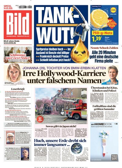 Titelbild der Ausgabe 62/2026 von BILD. Diese Zeitschrift und viele weitere Zeitungsabos als Abo oder epaper bei United Kiosk online kaufen.