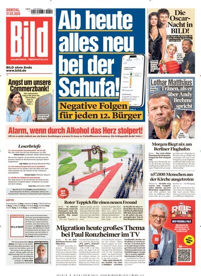 Titelbild der Ausgabe 64/2026 von BILD. Diese Zeitschrift und viele weitere Zeitungsabos als Abo oder epaper bei United Kiosk online kaufen.