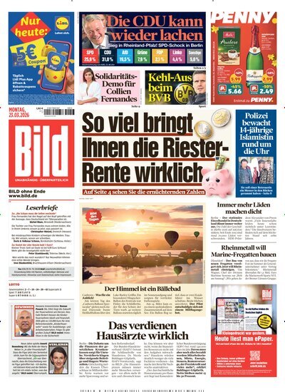Titelbild der Ausgabe 69/2026 von BILD. Diese Zeitschrift und viele weitere Zeitungsabos als Abo oder epaper bei United Kiosk online kaufen.