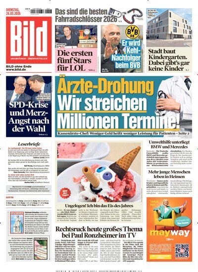 Titelbild der Ausgabe 70/2026 von BILD. Diese Zeitschrift und viele weitere Zeitungsabos als Abo oder epaper bei United Kiosk online kaufen.