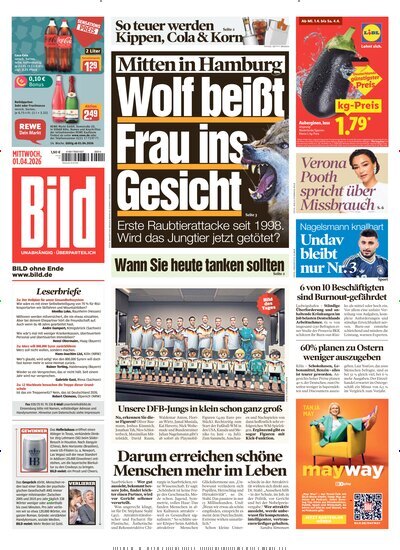 Titelbild der Ausgabe 77/2026 von BILD. Diese Zeitschrift und viele weitere Zeitungsabos als Abo oder epaper bei United Kiosk online kaufen.