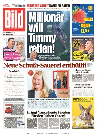 Titelbild der Ausgabe 84/2026 von BILD. Diese Zeitschrift und viele weitere Zeitungsabos als Abo oder epaper bei United Kiosk online kaufen.