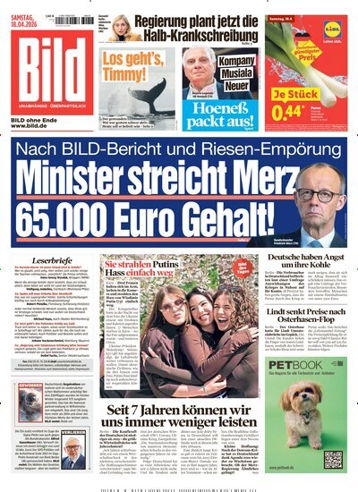 Titelbild der Ausgabe 90/2026 von BILD. Diese Zeitschrift und viele weitere Zeitungsabos als Abo oder epaper bei United Kiosk online kaufen.