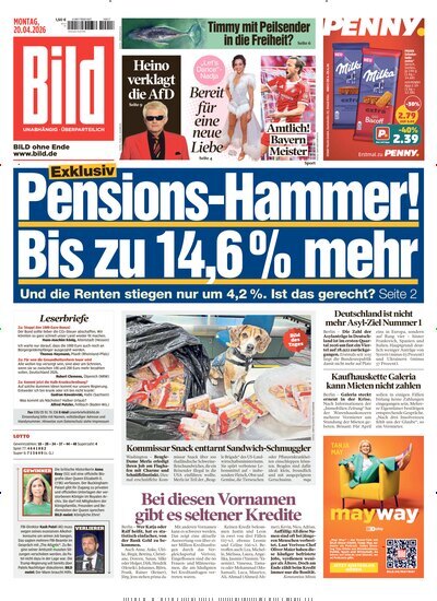 Titelbild der Ausgabe 91/2026 von BILD. Diese Zeitschrift und viele weitere Zeitungsabos als Abo oder epaper bei United Kiosk online kaufen.