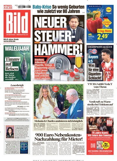 Titelbild der Ausgabe 99/2026 von BILD. Diese Zeitschrift und viele weitere Zeitungsabos als Abo oder epaper bei United Kiosk online kaufen.