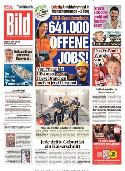Titelbild der Ausgabe 103/2026 von BILD. Diese Zeitschrift und viele weitere Zeitungsabos als Abo oder epaper bei United Kiosk online kaufen.