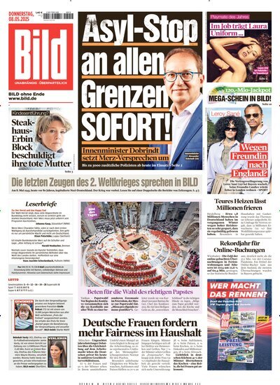 Titelbild der Ausgabe 106/2025 von BILD. Diese Zeitschrift und viele weitere Zeitungsabos als Abo oder epaper bei United Kiosk online kaufen.