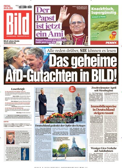 Titelbild der Ausgabe 107/2025 von BILD. Diese Zeitschrift und viele weitere Zeitungsabos als Abo oder epaper bei United Kiosk online kaufen.