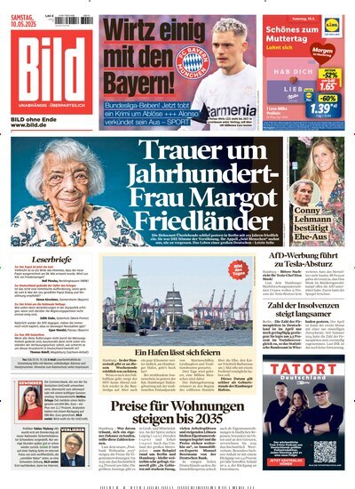 Titelbild der Ausgabe 108/2025 von BILD. Diese Zeitschrift und viele weitere Zeitungsabos als Abo oder epaper bei United Kiosk online kaufen.