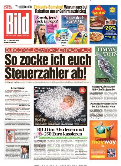 Titelbild der Ausgabe 112/2026 von BILD. Diese Zeitschrift und viele weitere Zeitungsabos als Abo oder epaper bei United Kiosk online kaufen.