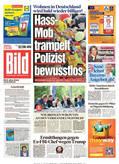 Titelbild der Ausgabe 114/2025 von BILD. Diese Zeitschrift und viele weitere Zeitungsabos als Abo oder epaper bei United Kiosk online kaufen.