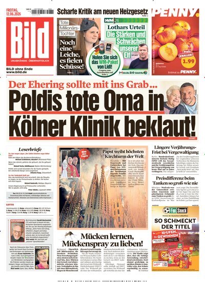 Titelbild der Ausgabe 134/2026 von BILD. Diese Zeitschrift und viele weitere Zeitungsabos als Abo oder epaper bei United Kiosk online kaufen.