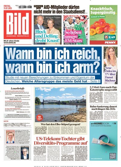 Titelbild der Ausgabe 159/2025 von BILD. Diese Zeitschrift und viele weitere Zeitungsabos als Abo oder epaper bei United Kiosk online kaufen.