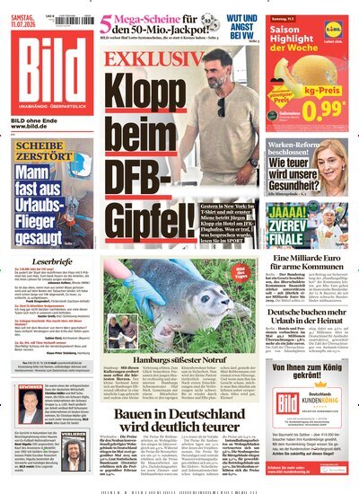 Titelbild der Ausgabe 159/2026 von BILD. Diese Zeitschrift und viele weitere Zeitungsabos als Abo oder epaper bei United Kiosk online kaufen.