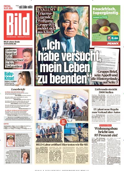 Titelbild der Ausgabe 165/2025 von BILD. Diese Zeitschrift und viele weitere Zeitungsabos als Abo oder epaper bei United Kiosk online kaufen.