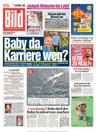 Titelbild der Ausgabe 165/2026 von BILD. Diese Zeitschrift und viele weitere Zeitungsabos als Abo oder epaper bei United Kiosk online kaufen.