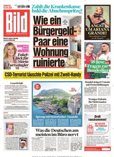 Titelbild der Ausgabe 179/2026 von BILD. Diese Zeitschrift und viele weitere Zeitungsabos als Abo oder epaper bei United Kiosk online kaufen.